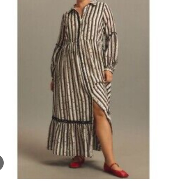 Anthropologie Black and White Striped Maxi Dress - Picture 4 of 12